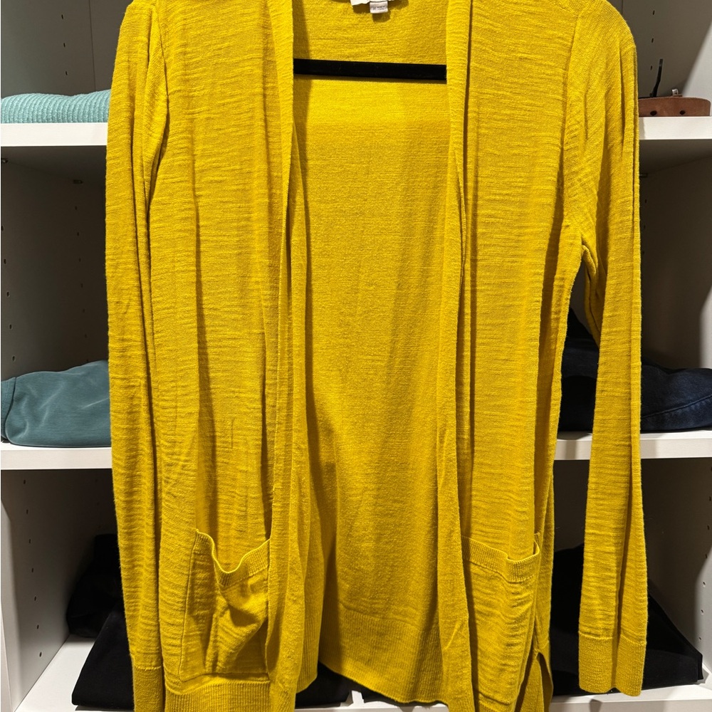 LOFT Mustard Open Front Cardigan